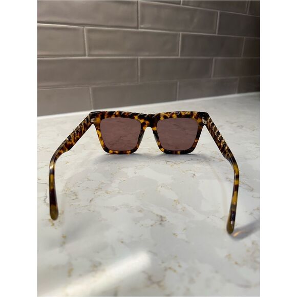 Stella McCartney Tortoiseshell Square Sunglasses with Chain Detail